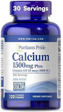Puritan's Pride Triple Strength Coral Calcium 1500mg with Bone-Active™ | Dietary Supplement For Heart, Nerve, And Muscle Support, 2 Month Supply, 120 Rapid Release Capsules