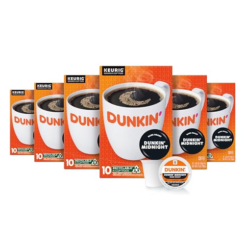 Dunkin’ Original Blend Medium Roast Coffee, Keurig K-Cup Pods, 60 Count | 6 boxes of 10 single serve coffee pods each, Rich & smooth flavor, Made with arabica coffee, Shelf stable, SNAP EBT eligible