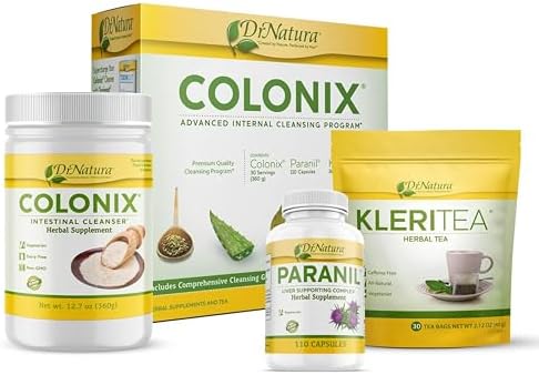 DrNatura Colonix 3-Part Colon Cleanse Kit – Whole Psyllium Husk Fiber Powder, Herbal Capsules & Herbal Tea, 30 Day Digestive & Gut Support Program, 16 oz (Pack of 1)