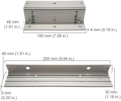 Visionis FPC-5192 600lbs Indoor Electromagnetic Lock with 600 lbs L and Z Bracket for Inswinging Door Access Control Maglock