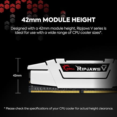 G.SKILL RipjawsV Series DDR4 RAM (XMP) 16GB (2x8GB) 3200MT/s CL16-18-18-38 1.35V Intel AMD Desktop Computer Memory U-DIMM - Black (F4-3200C16D-16GVKB)