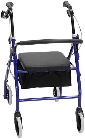 4 Wheels Folding rollator Walker with Handbrakes and carrybag,Medical Walkers with Seat and Wheels,Blue