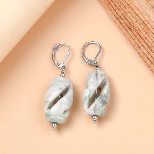 Sesame Jasper 40.00 ctw Earrings in Stainless Steel