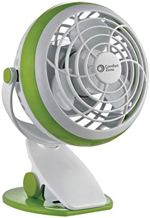 Comfort Zone Dual Base Combo Clip or Desk Fan, USB or Battery Powered, 4 inch, Single Speed Setting, Adjustable Tilt, Lightweight, Ideal for Home
