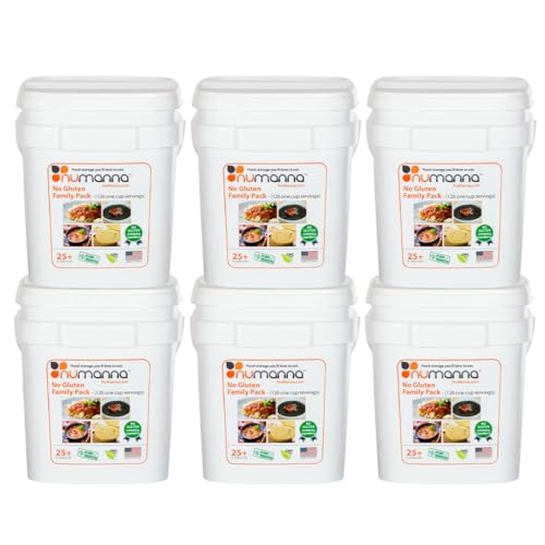 Numanna No-Gluten Family Pack Bucket – 126 Servings, 20 lbs | 25-Year Shelf Life | 1-Month Non-Perishable Meal Kit | Emergency Food Supply, Everyday Use, Quick-Prep Survival Meals | Made in USA | Pack of 1