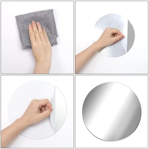 Aneco Acrylic Round Mirrors Non Glass Round Mirror Plate Self Adhesive Mirror Stickers for Home Wall Decor or Wedding Table Centerpiece