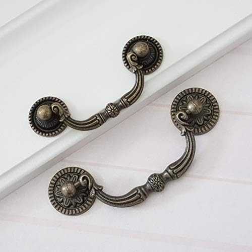 3" Vintage Look Drop Bail Dresser Drawer Pulls Handles Knob Antique Bronze Rustic Cabinet Door Knobs Handle Pull 76 (1, 3" Hole Centers)