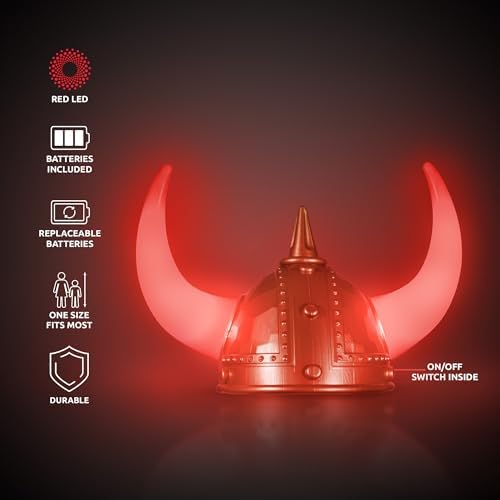Windy City Novelties Gold Viking Costume Helmet with LED Light Up Horns for Adults
