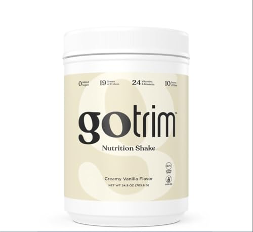 GoTrim Nutrition Shakes - Creamy Vanilla, High Protein, Meal Replacement Shake with 19g Protein & 10g Fiber, Ready to Drink, Gluten-Free, No Added Sugar, 14 Servings
