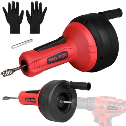 Drain Auger, 16.4FT Plumbing Snake Drain Clog Remover, Manual & Drill Powered Drain Snake for 0.75–2 Inch Pipes, Sink, Shower, Bathtub, Toilet