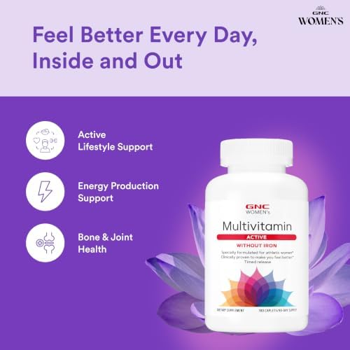 GNC Women's Multivitamin Active Without Iron, Joint Health, 180 Caplets