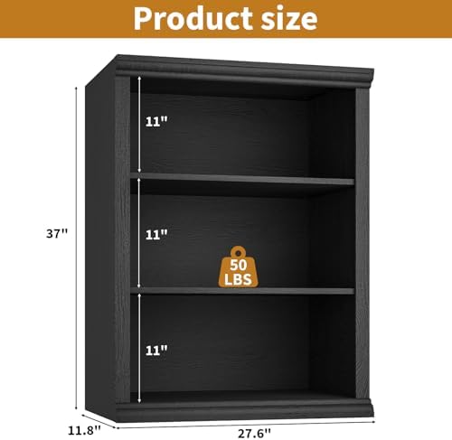Rresyet 3 Tier Bookcase 27.6" W Bookshelf, White | Ample Vertical Storage Space, Modern Minimalist Home Design, For Home Office, Living Room, Bedroom
