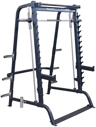 Body-Solid Precise 7° Angle Smith Machine Home Gym - Strength Training Equipment with Adjustable Safeties, Squat Rack Cage