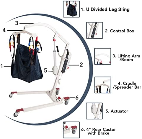 Patient Lift Electric Unfoldable Hydraulic Body Transfer for Home Use Seniors Easy-Assembly, Battery-Powered
