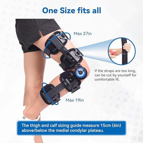 Hinged ROM Knee Brace, Adjustable Post Op Immobilizer for ACL MCL Recovery Walking Exercises