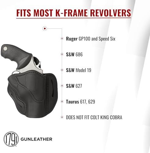 1791 Gunleather K-Frame Holster Fits 2.75" Barrel GP100, S&W 686, Model 66