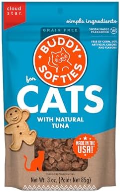 Buddy Biscuits Soft & Chewy Grain Free Cat Treats, Tuna, 3 oz. Pouch