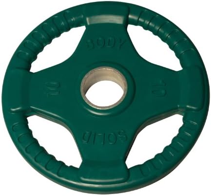 Body-Solid Quad Grip Design Rubber Plate - Olympic Weight Plates with Rubber Coating for Weight Lifting and Strength Training