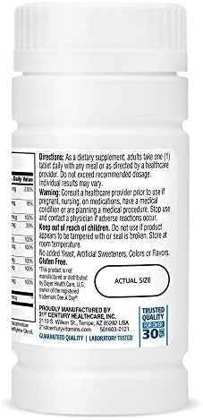 21st Century One Daily Men's Health Multivitamin Tablets, 100 Count | Complete Daily Multivitamin & Multimineral, Compare VS. One A Day® Men's, Men with Lycopene, Zinc & Lutein for Heart