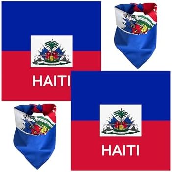 WEITBF 2 Pack Haiti Flag Bandana Haitian Scarf Bandanas Headband - 100% Cotton, 22 x 22 inch