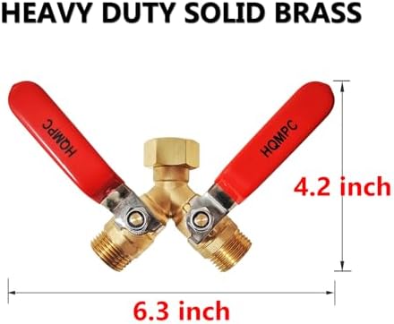 HQMPC Brass Garden Hose Y Valve Hose Splitter Water Garden Hose Adapter 2 Way 3/4" GHT Thread
