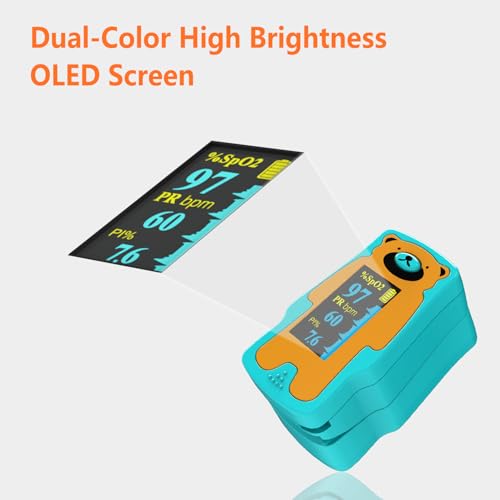 Pediatric Pulse Oximeter, OLED Display Oxygen Monitor Fingertip for Children, Baby & Kids, Blood Oxygen Saturation Monitor (SpO2)