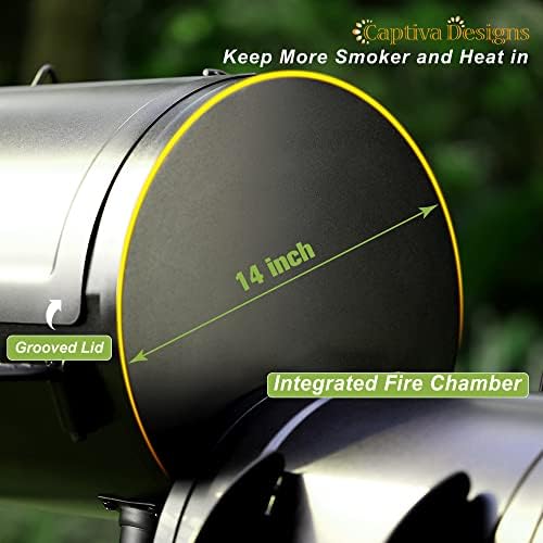 Captiva Designs Vertical Charcoal Smoker Grill Extra Large Barbecue Grill | 961 SQ.IN Outdoor Barrel BBQ Meat Smoker with 5 Removable Smoking Grates & Built-in Hooks for Outdoor Backyard Cooking