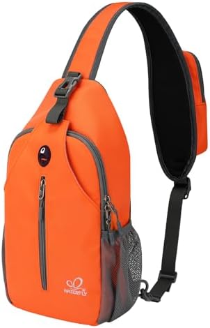 WATERFLY Crossbody Sling Backpack Sling Bag Travel Hiking Chest Bag Daypack (Black) | Small Hiking bag,Multi-compartment storage,Water-resistant,Breathable back pad,Reversible adjustable shoulder strap
