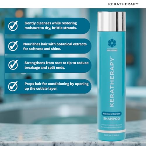 Keratherapy Keratin Infused Moisture Shampoo, 10.1 fl. oz., 300 ml - Anti Frizz Moisture Shampoo for Oily Scalp and Dry Ends - Kerabond Technology