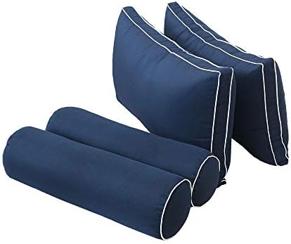 Prolinemax Style 2 - Mattress & Pillow Bolster Cushion for Outdoor Indoor Daybed Porch Swing Bed Contrast Pipe Crib Size AD101 | Covers ONLY |