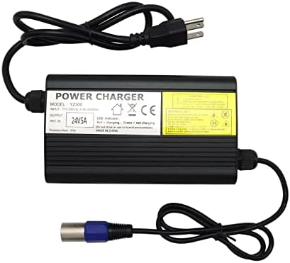 24V 5A Battery Charger with 3-Pin XLR Connector for Pride, Jazzy, Drive Medical, Golden Technologies, Shoprider