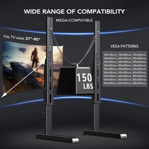 Table Top TV Stand with Height Adjustable TV Legs Replacement for Most 37-86 Inch Flat Curved TVs