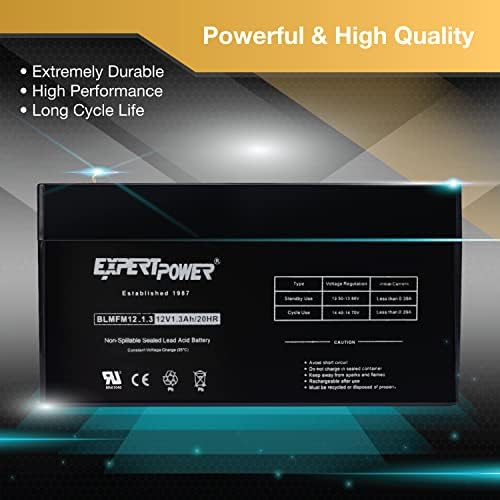 ExpertPower EXP1213-1.3Ah 12V Battery Rechargeable SLA AGM with F1 Terminals, Sealed Lead Acid Small 12 Volt Battery Replacement Backup for Auxiliary