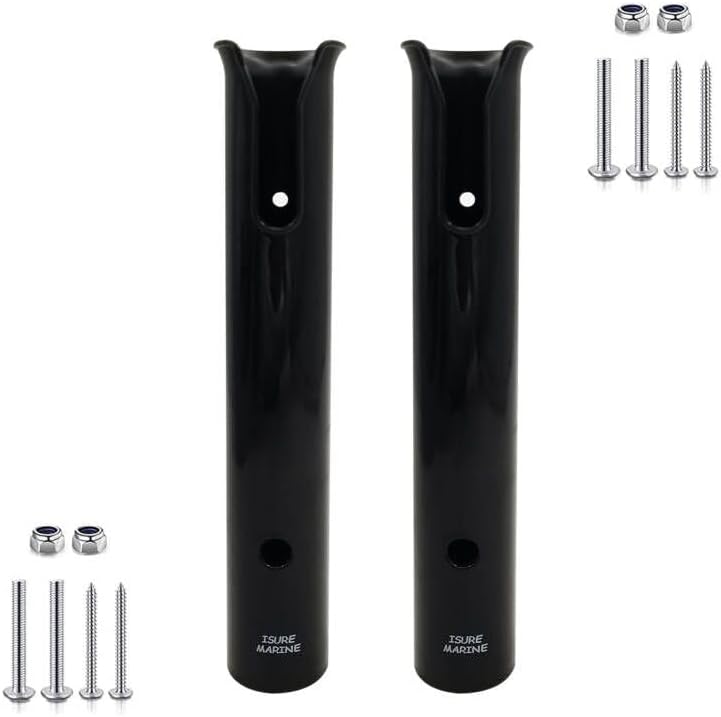 ISURE MARINE Fishing Rod Holder Bracket Wall Mounted Boat Side Mount Tool Holder Tube Links with Screws 2/3/4/6 Pole Tube (White/Black)