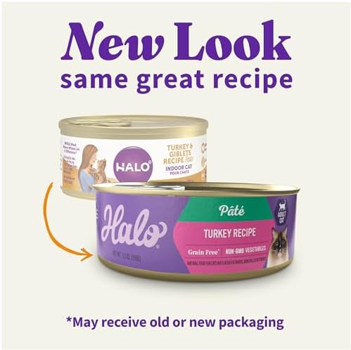 Halo Wet Cat Food Real Chicken Recipe, Grain-Free Wet Pate, Canned Cat Food for Extra Hydration, 5.5 Oz Can (Pack of 12)
