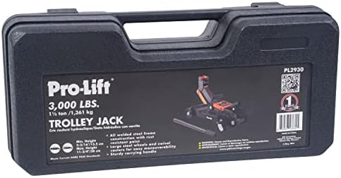 Pro-LifT F-2315PE Grey Hydraulic Trolley Jack Car Lift with Blow Molded Case-3000 LBS Capacity, 12 Inch, Black