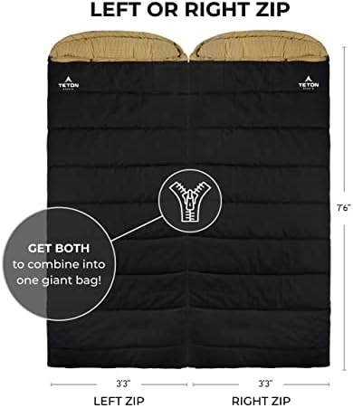 TETON Sports Deer Hunter Sleeping Bag, Warm and Comfortable Camping Sleeping Bag, Teton Tough Canvas Shell for Camping, Hunting, and Cold Weather