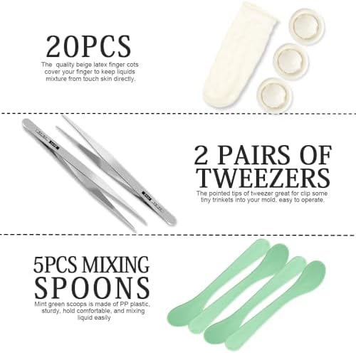 LEOBRO Silicone Measuring Cups for Epoxy Resin, 250 & 100ml Reusable Epoxy Resin Mixing Cups, Silicone Pouring Cup, with Stir Sticks, Finger Cots