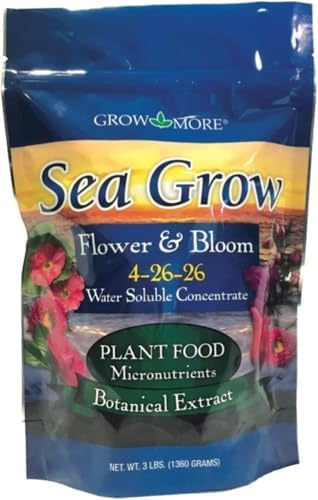 Grow More Sea Grow Flower & Bloom (4-26-26) - 1.5lbs of Seaweed Fertilizer for Plants - Water Soluble Fertilizer for Vegetables & Fruits - High Phosphorus Flower Food w/Seaweed Extract for Plants