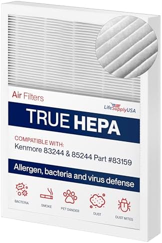 True HEPA Filter Replacement Compatible with Sears Kenmore 83244 & 85244 Part # 83159 Air Purifiers by LifeSupplyUSA