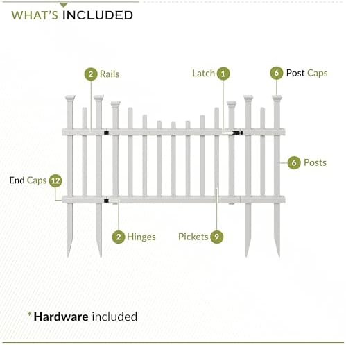 Zippity Washington Picket Gate, White Vinyl DIY No Dig Kit