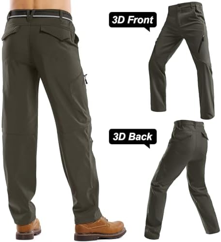 Men's Waterproof Pants Fleece Lined Insulated Winter Hiking Ski Snow Pants