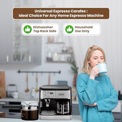 Café Brew 4 Cup Espresso Replacement Carafe, Universal, Borosilicate Glass | Universal fit for Hamilton Beach, Mr. Coffee, Breville, De'Longhi, Krups