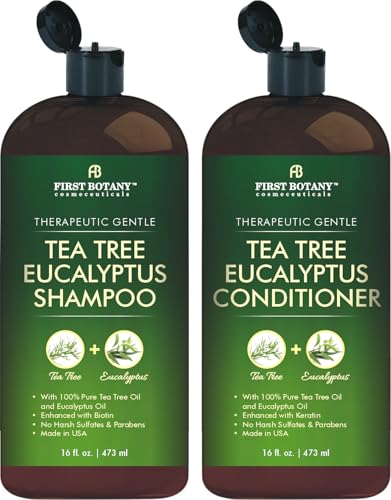 First Botany Tea Tree Mint Shampoo & Conditioner for Men & Women - Pure Tea Tree & Peppermint Oil - Fights Hair Loss, Dandruff, Lice & Itchy Scalp