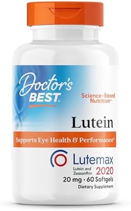 Doctor's Best Lutein Supplement 20mg with Zeaxanthin - Lutein for Eyes, Eye Health Vitamins for Men & Women, Vision and Macular Health Support, Lutemax 2020 Marigold Flower Extract - 180 Softgels