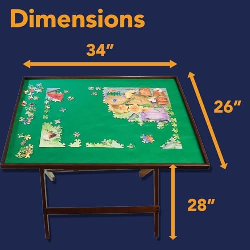Bits and Pieces Portable Puzzle Board - Compact Folding Puzzle Table with Large Puzzling Area for 1500 Piece Jigsaw Puzzles, Attractive Wood