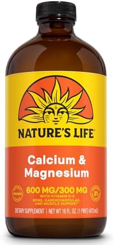 NATURE'S LIFE Liquid Calcium Magnesium Supplement with Vitamin D 3 - Bone Health, Muscle, Heart Health and Immune Support - Natural Orange Flavor