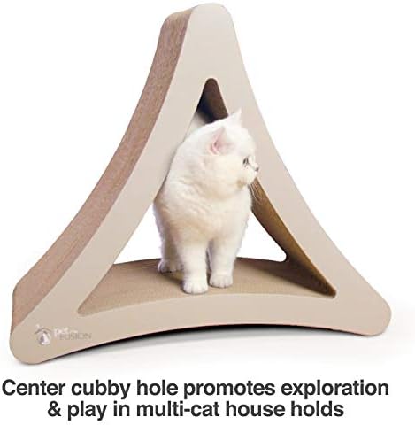 PetFusion 3-Sided Vertical Scratch Play & Perch Cat Scratching Post, 24" x 10.5" x 21.1", Multiple Angle Cat Scratching Pad, 6 Usable Sides