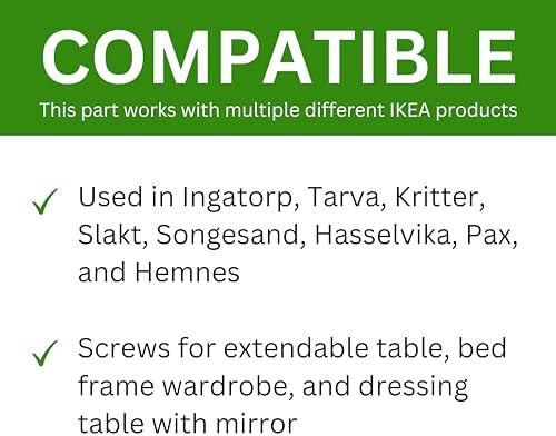 Spare Hardware Parts Bed Frame and Desk Screw (IKEA Part #105307) (Pack of 8)