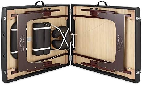 Saloniture Professional Portable Lightweight Bi-Fold Memory Foam Massage Table with Reiki Panels - Includes Headrest, Face Cradle